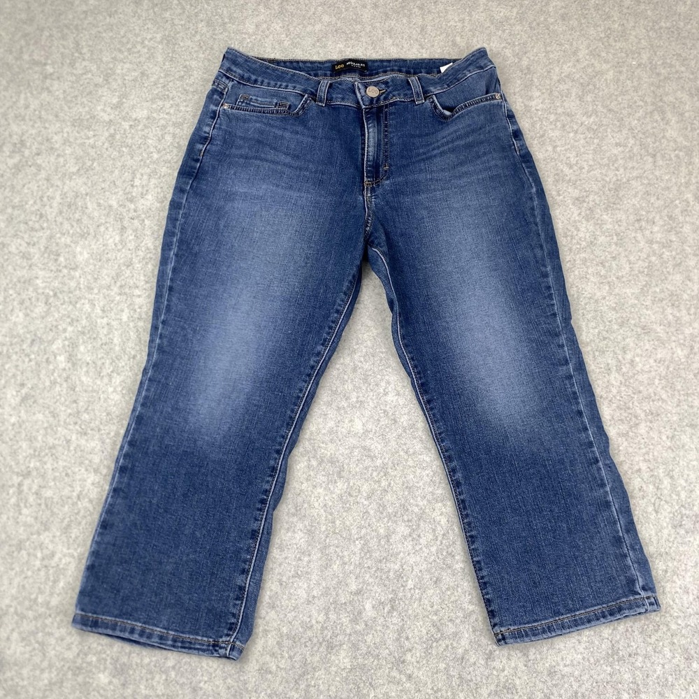 Lee Capri Jeans Womens 12 (31x20) Blue Regular Fit Mid Rise Stretch Denim
